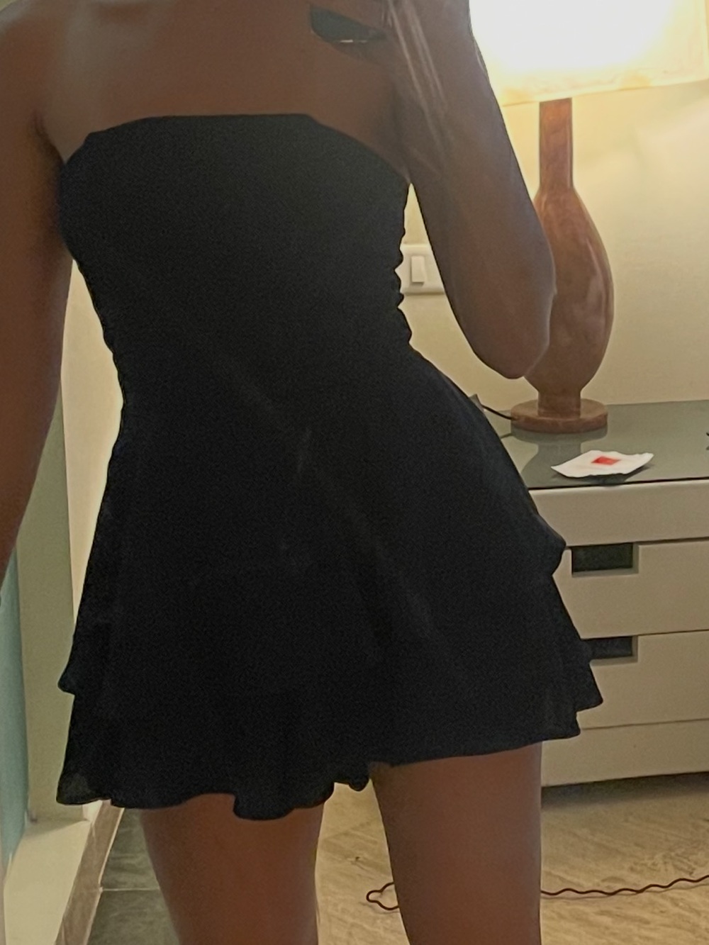 Princess Polly navy blue strapless romper